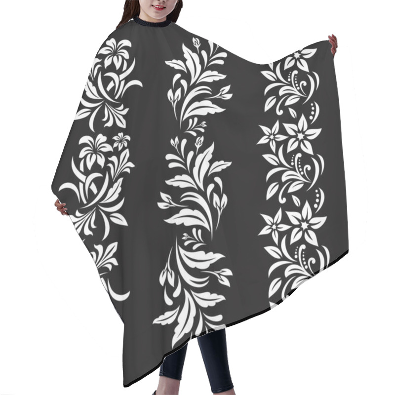 Personality  Black And White Floral Cut File With Temporary Tattoo Design Hair Cutting Cape