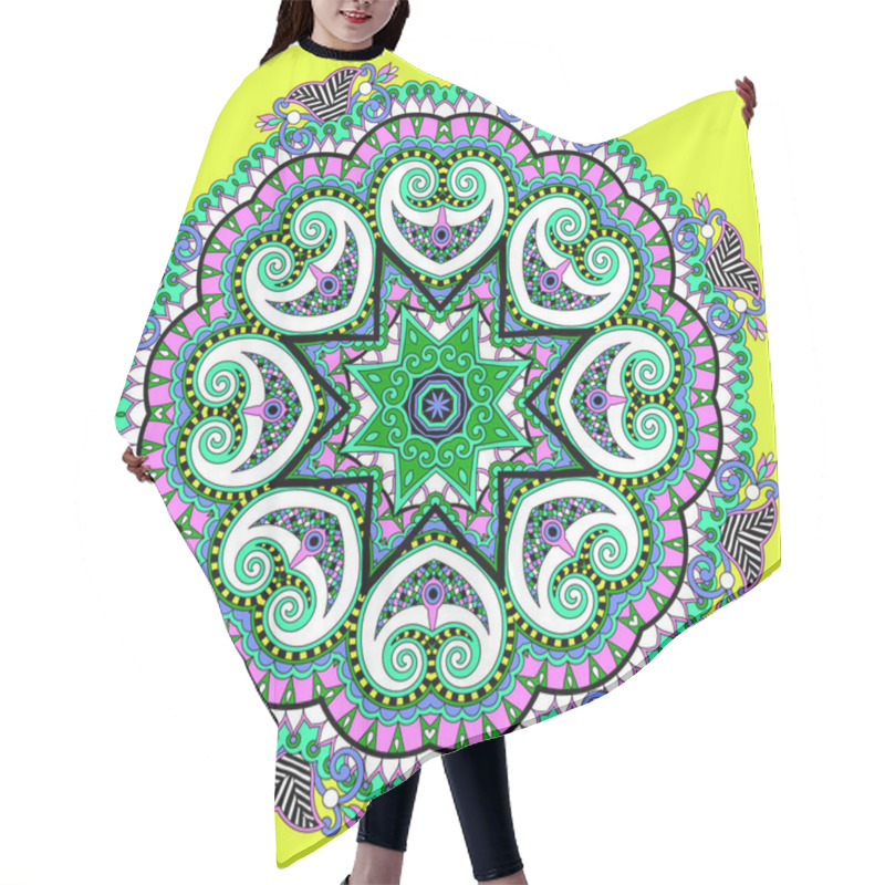 Personality  Mandala, Circle Decorative Spiritual Indian Symbol Of Lotus Flow Hair Cutting Cape