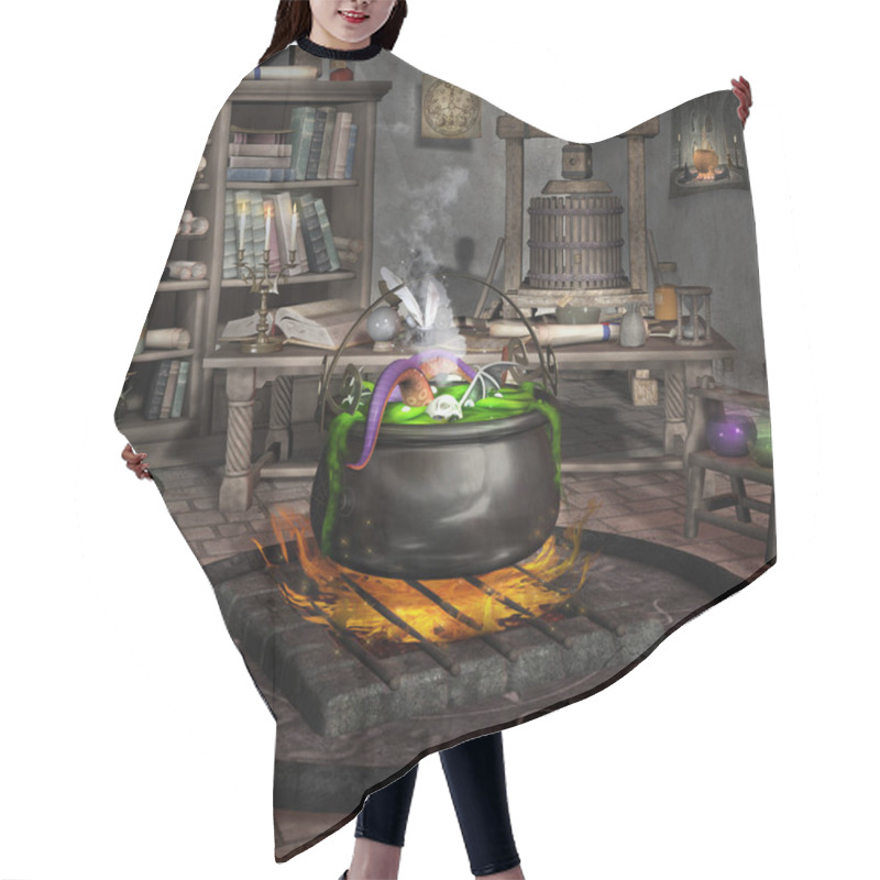 Personality  Boiling Cauldron In The Witch House With Potions And A Crystal Ball Hair Cutting Cape