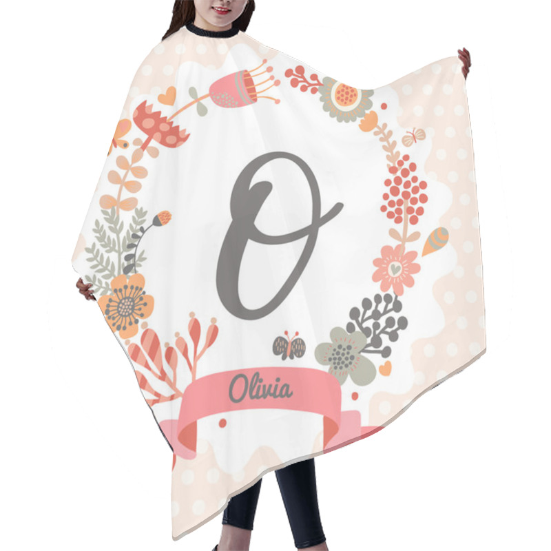 Personality  Floral Wreath With Letter O Hair Cutting Cape