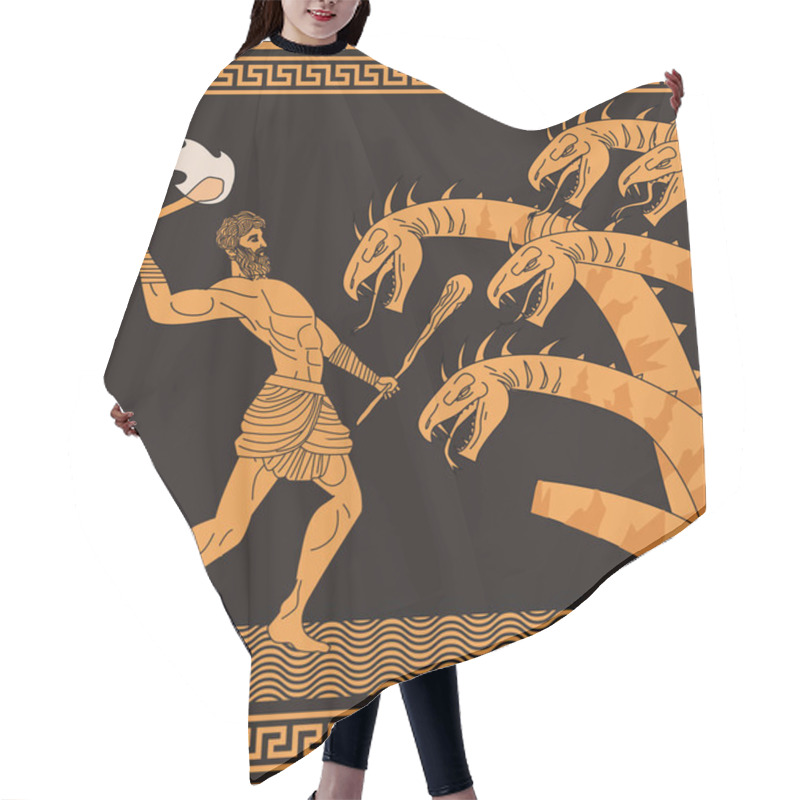 Personality  Black And Orange Hercules Fighting The Hydra Ceramic Motiv Hair Cutting Cape