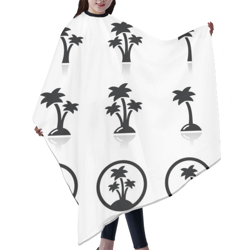 Personality  Palm Trees, Exotic Holidays On Beach Vector Icons Set Hair Cutting Cape