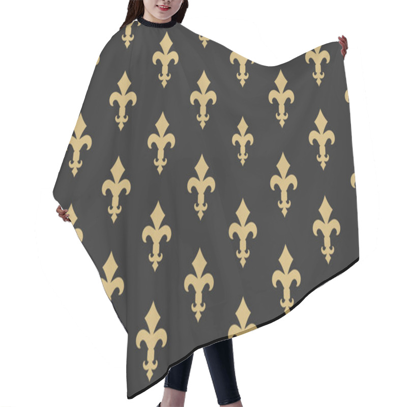 Personality  Vintage Luxury Fleur-de-lis Seamless Royal Background. France Historic  Ornamental Pattern With Heraldic Symbol Fleur-de-lis. Black And Gold Style Immaculate Virgin Symbolics. Vector Illustration Hair Cutting Cape