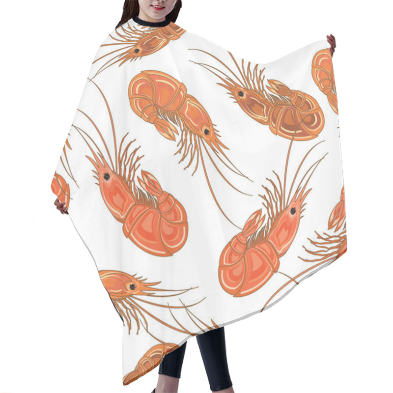 Personality  Seamless Background With The Prepared Shrimps. Hair Cutting Cape