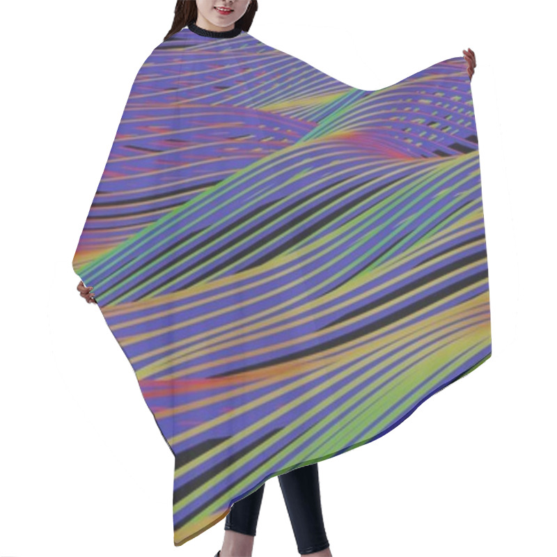 Personality  Vibrant Abstract Lines With Gradient Motion Flow Hair Cutting Cape