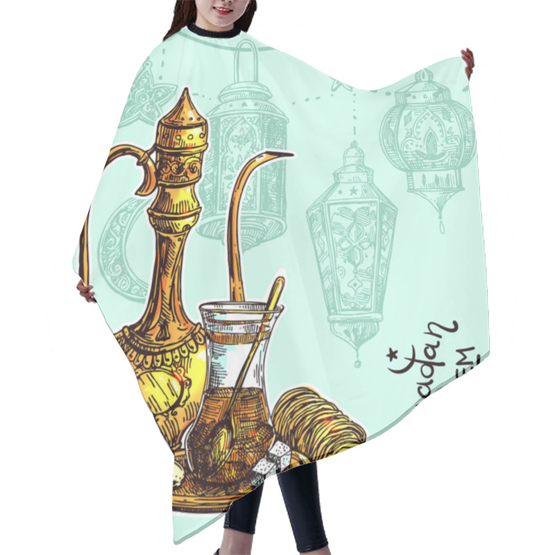 Personality  Oriental Sweets And Teapot. Hair Cutting Cape