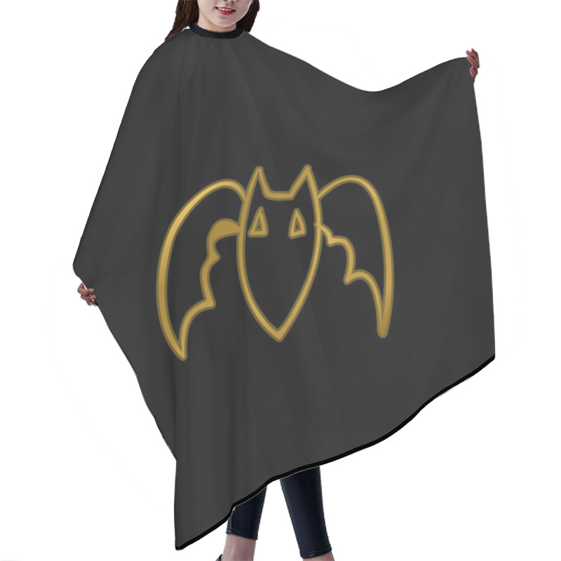 Personality  Bat Outline Gold Plated Metalic Icon Or Logo Vector Hair Cutting Cape