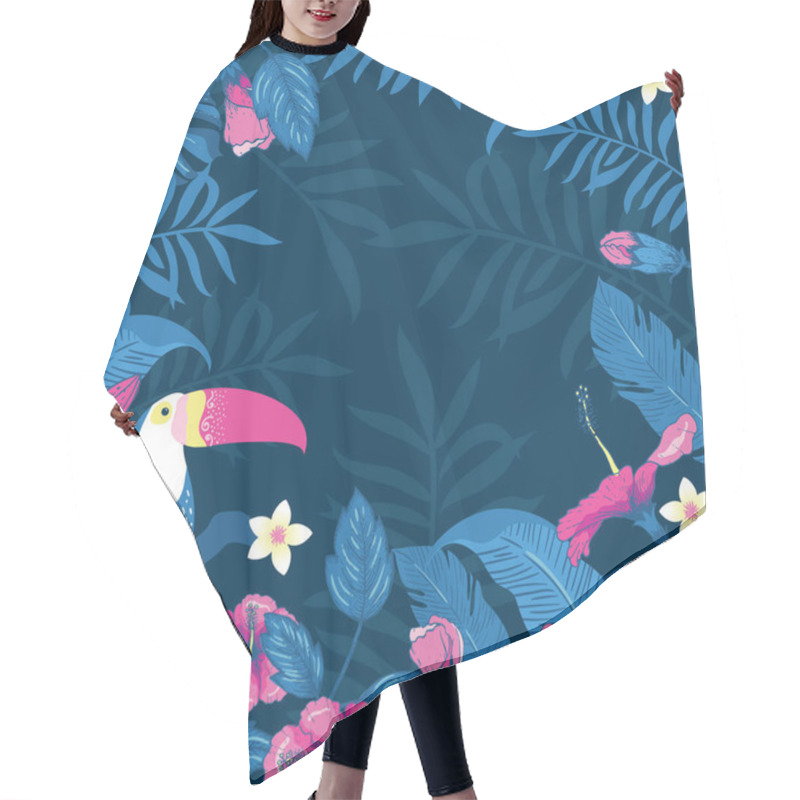 Personality  Tropical Jungle Vector Frame Background Hair Cutting Cape