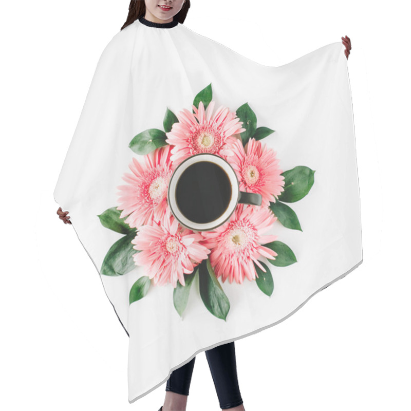 Personality  Coffee Cup In Gerbera Flowers Hair Cutting Cape