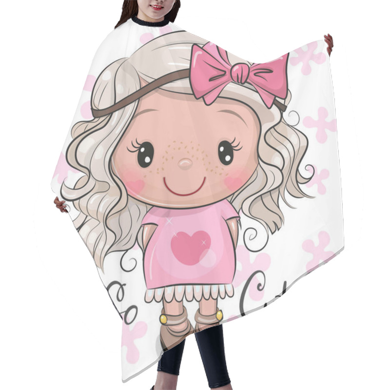 Personality  Cute Cartoon Girl In A Pink Dress With Bow Hair Cutting Cape