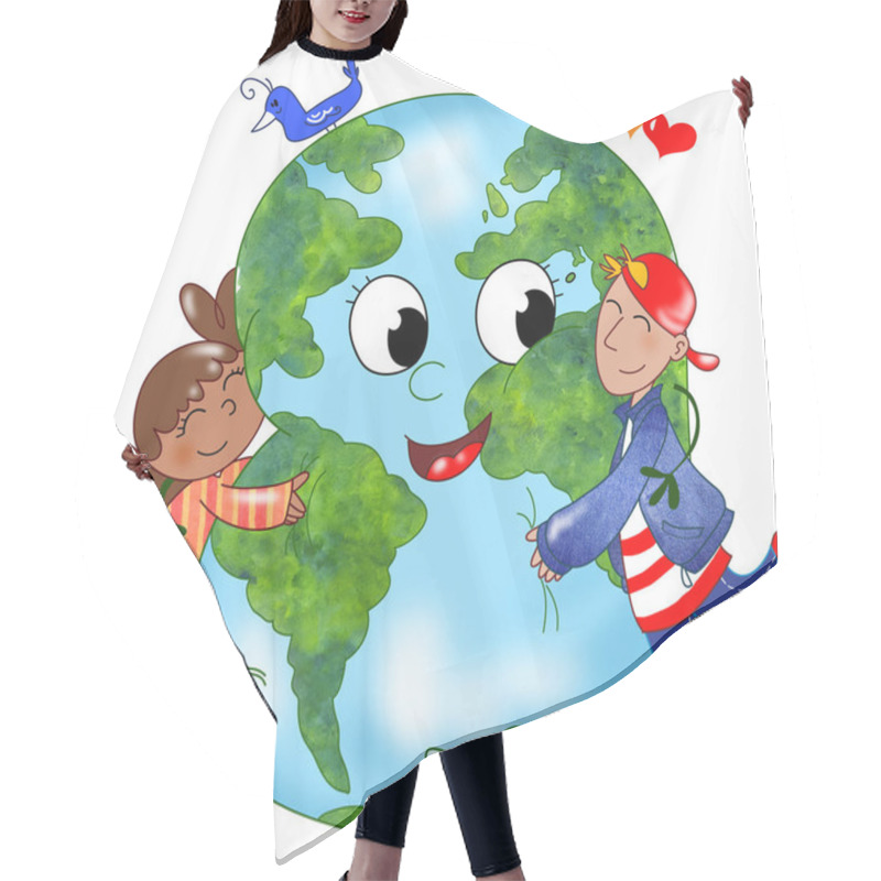 Personality  Kids Embracing Earth Hair Cutting Cape