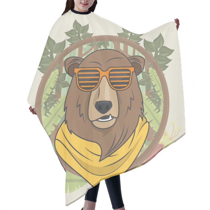 Personality  Funny Bear Grizzly With Sunglasses Cool Style Hair Cutting Cape