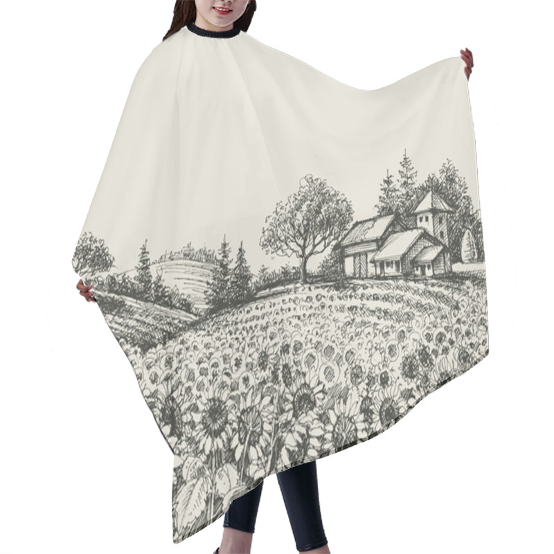 Personality  Sunflower Field Vector Hair Cutting Cape