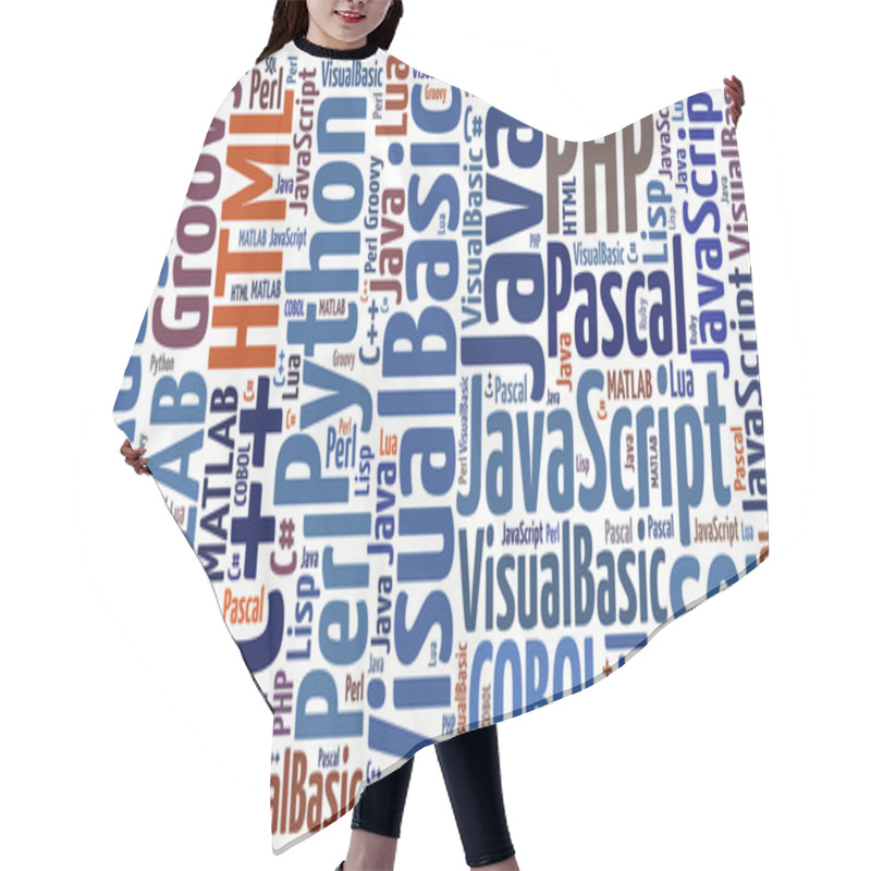 Personality  Word Cloud Programming Languages Or IT Related Hair Cutting Cape