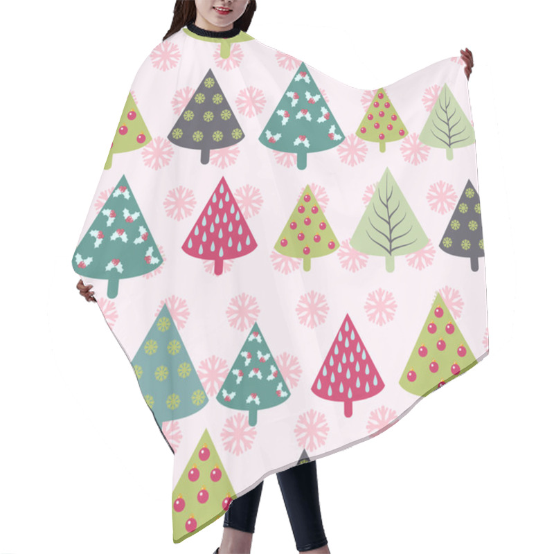 Personality  Seamless Christmas Pattern -  Xmas Trees And Snowflakes Hair Cutting Cape