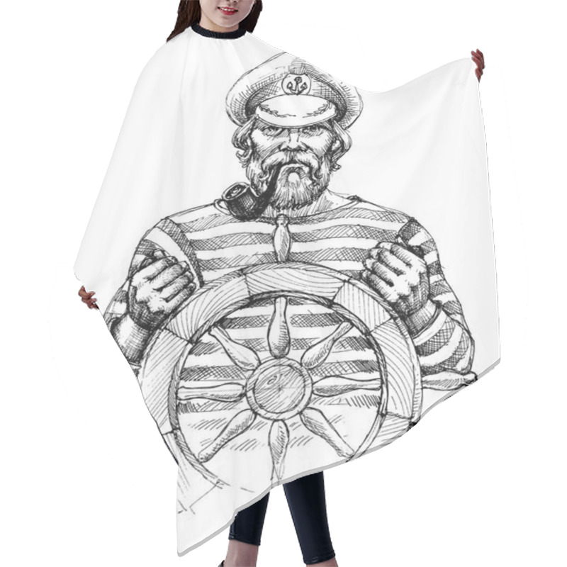 Personality  Sailor At Helm Drawing Hair Cutting Cape