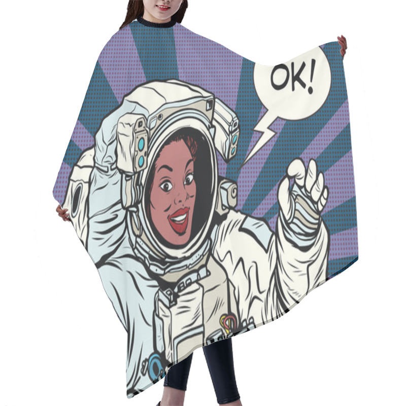 Personality  OK Gesture Woman Astronaut In A Spacesuit Hair Cutting Cape