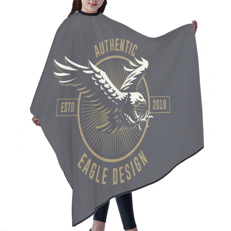 Personality  The Flying Eagle. Vector Emblem. Hair Cutting Cape