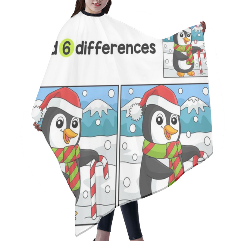 Personality  Find Or Spot The Differences On This Christmas Santa Penguin Kids Activity Page. A Funny And Educational Puzzle-matching Game For Children. Hair Cutting Cape