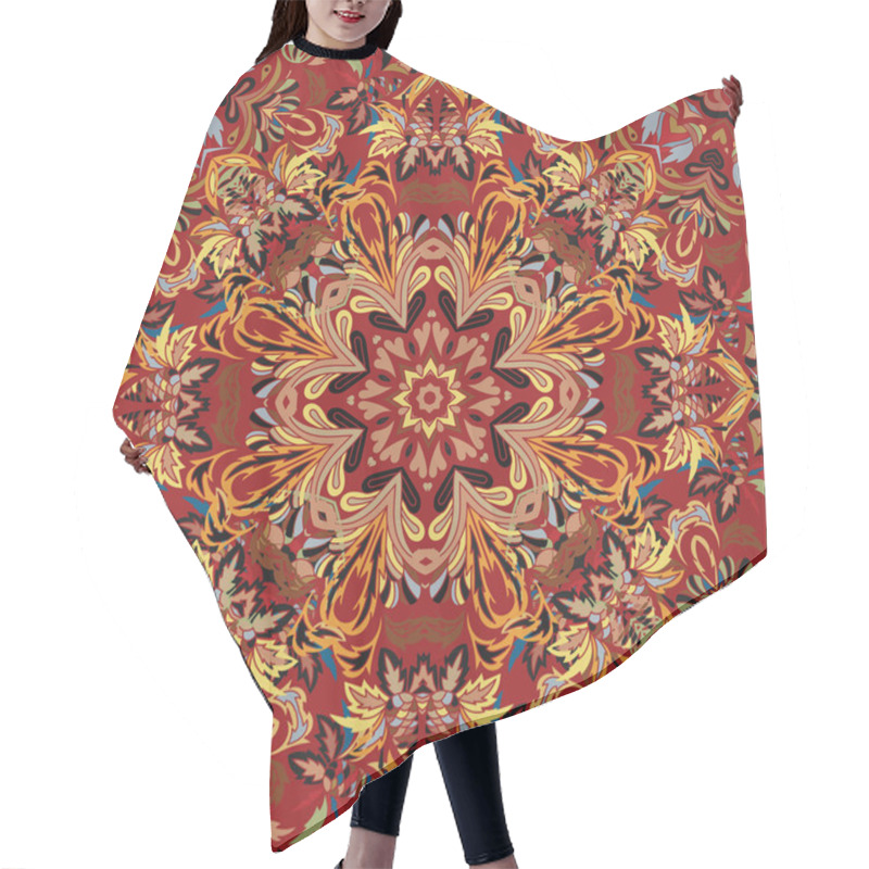 Personality  Floral Pattern Flourish Tiled Oriental Ethnic Background. Arabic Ornament With Fantastic Flowers And Leaves. Wonderland Motives Of The Paintings Of Ancient Indian Fabric Patterns. Hair Cutting Cape