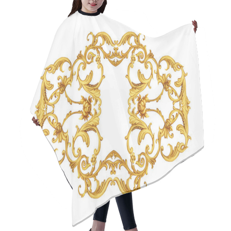 Personality  Golden Arabesque With Golden Scrolls And Roses Hair Cutting Cape