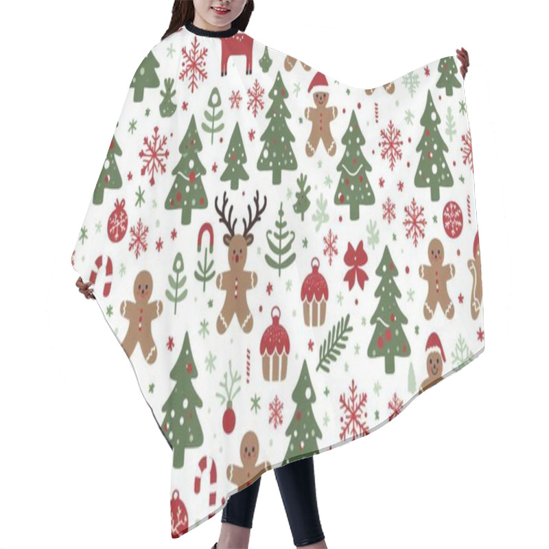 Personality  Christmas Pattern Vector Background. Hair Cutting Cape