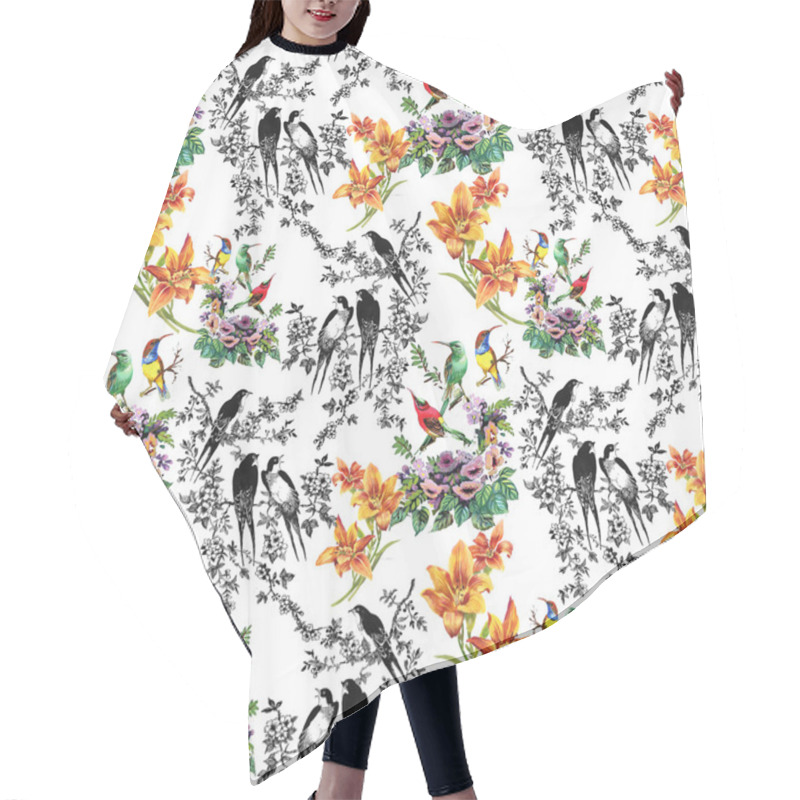 Personality  Tropical  Birds And Exotic Flowers Hair Cutting Cape