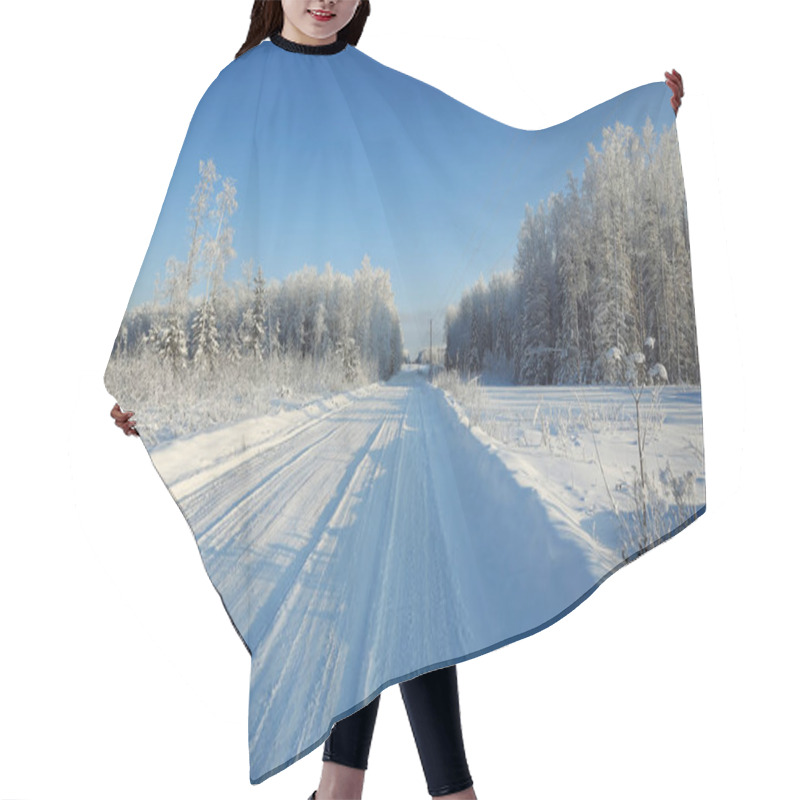 Personality  Snowy Road In Winter Hair Cutting Cape