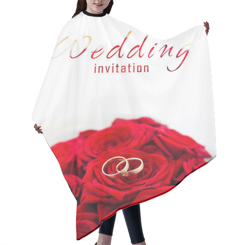 Personality  Wedding Rings On Red Roses Wedding Bouquet Hair Cutting Cape