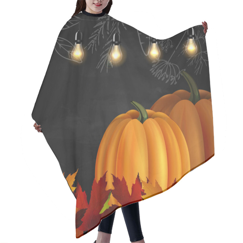 Personality  Chalkboard With Autumn Leaves And Pumpkins Hair Cutting Cape