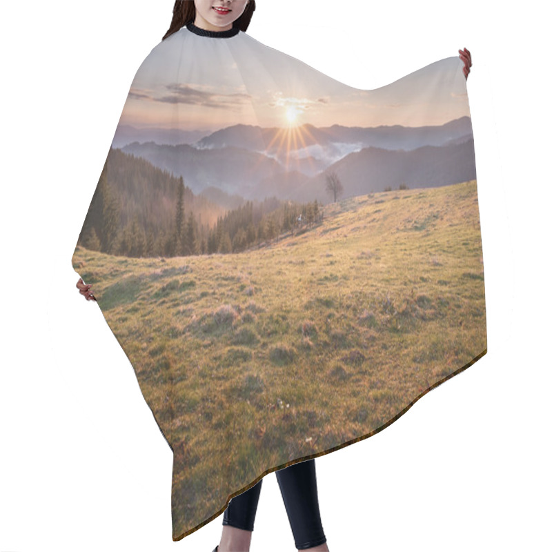 Personality  Sunrise At Mountains Hair Cutting Cape