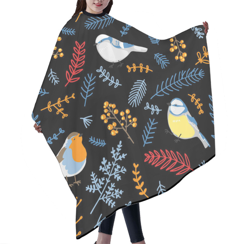 Personality  Pattern Winter Flowers Berries, Twigs, Christmas Decor. Hair Cutting Cape