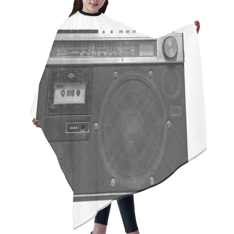 Personality  The Retro Cassette Radio On White Background Hair Cutting Cape