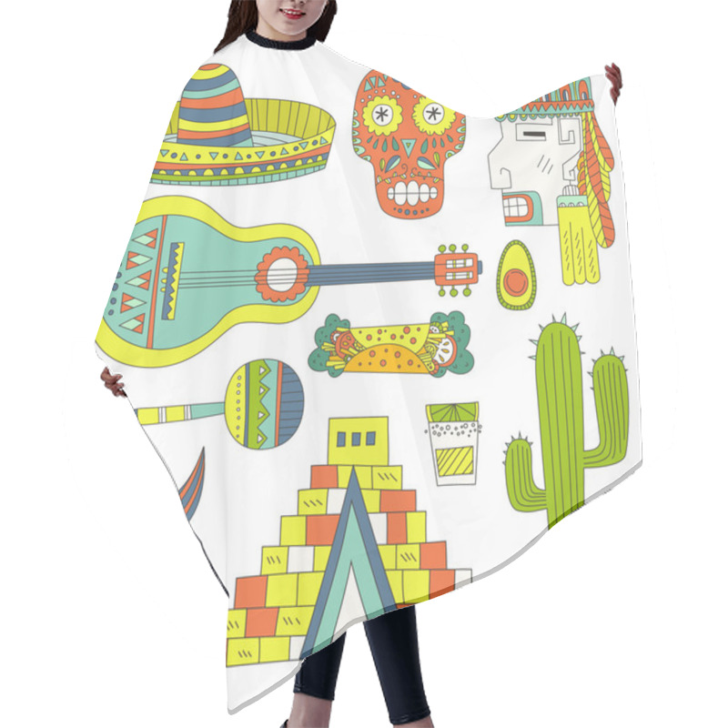 Personality  Hand Drawn Set Of Mexican Symbols Hair Cutting Cape