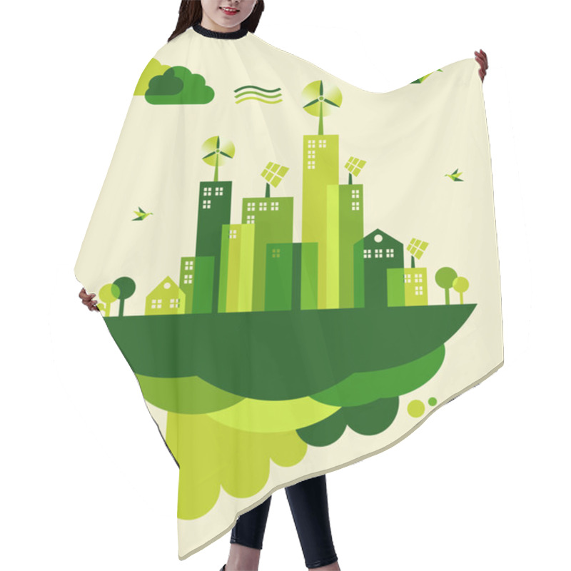 Personality  Green City Concept Illustration Hair Cutting Cape