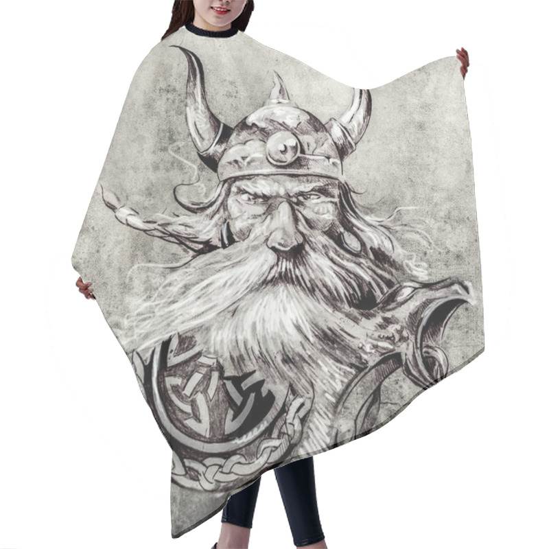 Personality  Sketch Of A Viking Warrior Hair Cutting Cape