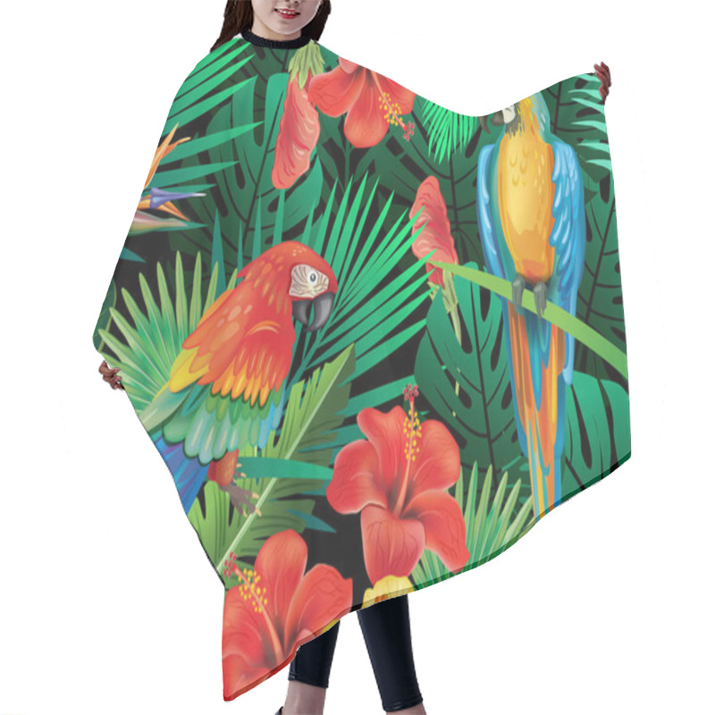 Personality  Parrots With Tropical Plants Hair Cutting Cape