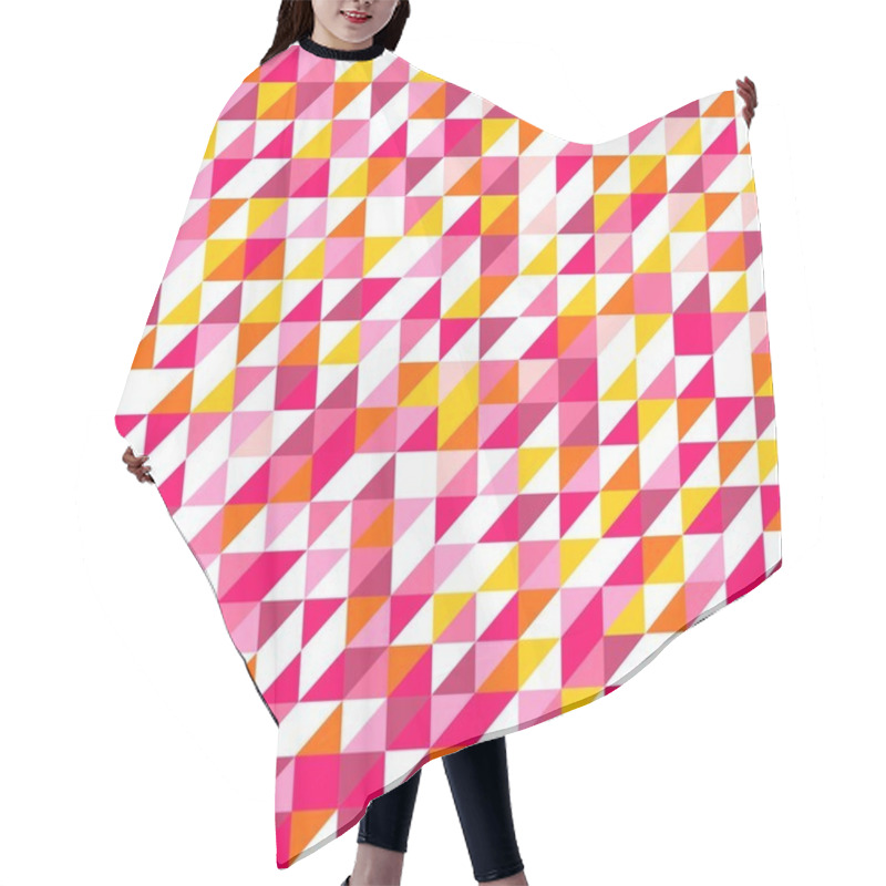 Personality  Tile Vector Pattern With White, Red, Yellow, Orange, Pink And Violet Triangle Mosaic Background Hair Cutting Cape