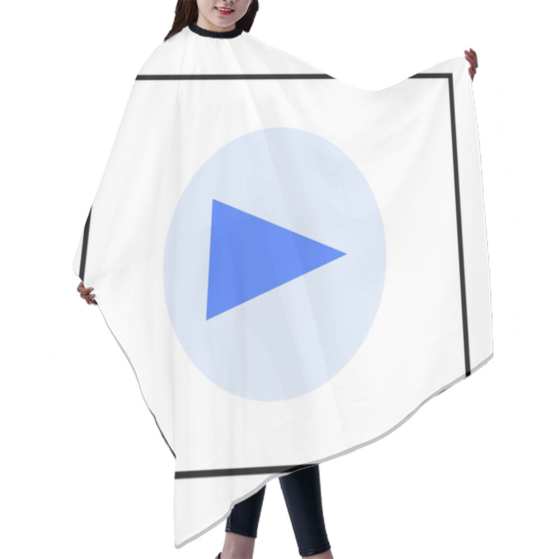 Personality  Blue Play Button Inside A Light Blue Circle Set On A White Background With A Black Border. Ideal For Media Control Play Icon, Audio Control Button, Video Playback Symbol, Digital Interface, And User Hair Cutting Cape