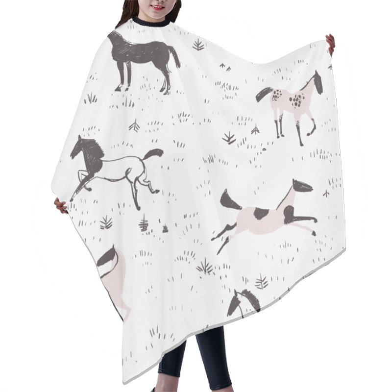 Personality  Horses In The Meadow Hair Cutting Cape