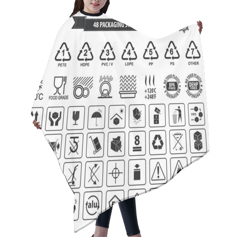 Personality  Set Of Packaging Symbols Hair Cutting Cape