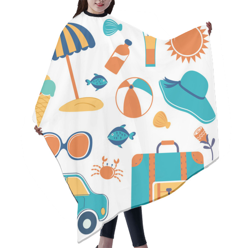 Personality  Summer Vacation Icons Hair Cutting Cape