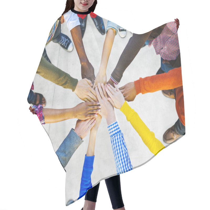 Personality  Group Of Diverse People Holding Hands Hair Cutting Cape