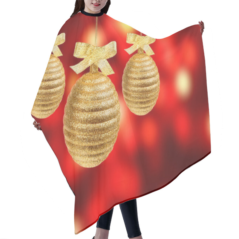 Personality  Three Golden Balls On Red Background Hair Cutting Cape