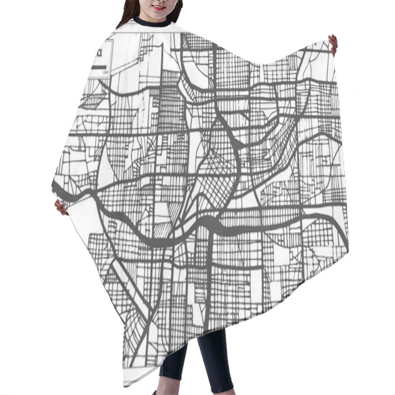 Personality  Atlanta Georgia USA City Map In Retro Style Black And White Colo Hair Cutting Cape