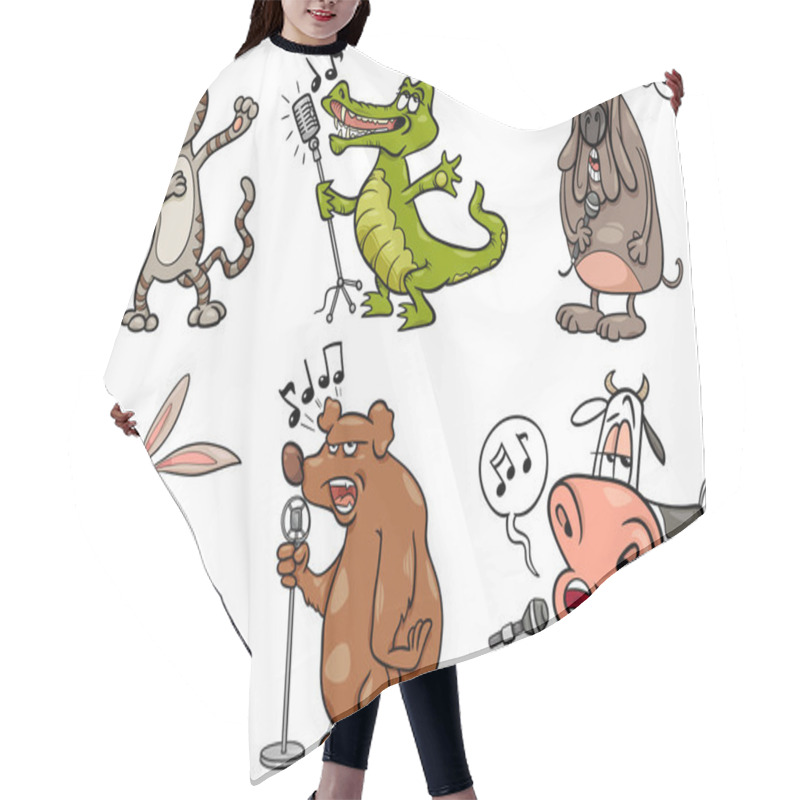 Personality  Singing Animals Set Cartoon Illustration Hair Cutting Cape