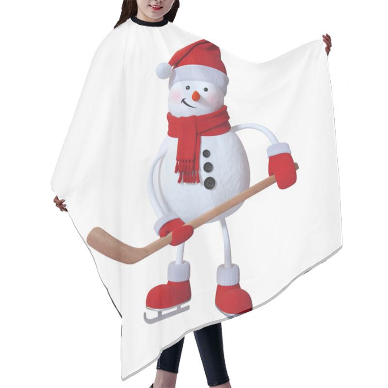 Personality  Snowman Playing Ice Hockey Hair Cutting Cape