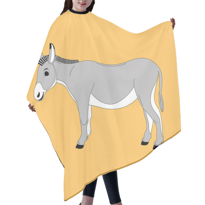 Personality  Cartoon Donkey ,vector Illustration , Lining Draw ,profile  Hair Cutting Cape