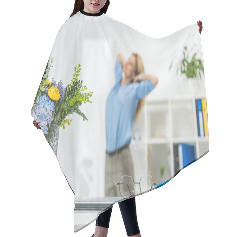 Personality  Laptop, Eyeglasses And Flowers Hair Cutting Cape