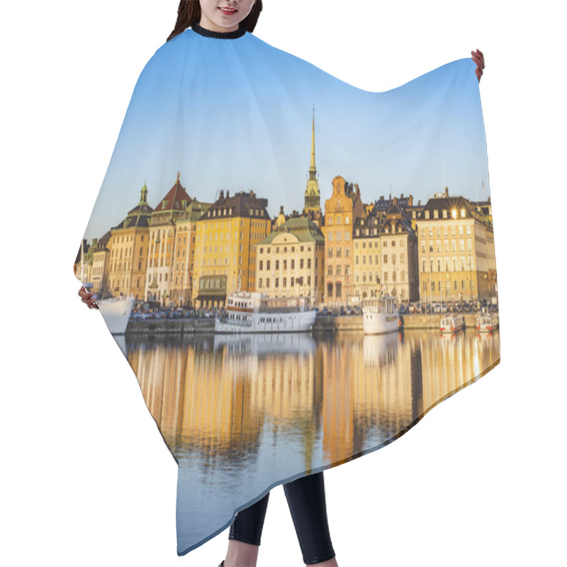 Personality  View of Stockholm Sweden early morning hair cutting cape